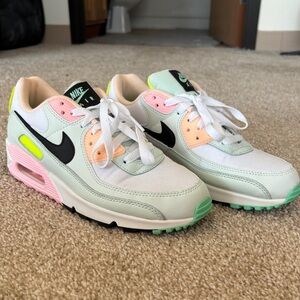 Nike Air Max Pink Blue Peach Neon Yellow size 9.5